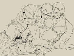 2boys anal attack_on_titan bertolt_hoover black_hair blonde_hair gay hair male male/male male_only male_pubic_hair multiple_boys reiner_braun yaoi