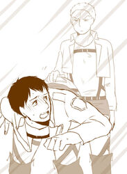 2boys attack_on_titan bertolt_hoover black_hair blonde_hair male male_only multiple_males reiner_braun trapped yaoi