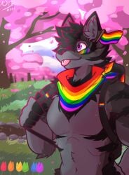 alex_nightmurr anthro canid canine canis grass lgbt_pride male mammal nixsnowsong plant pride purple_eyes rainbow sitting solo wolf