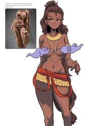 big_breasts censored_nipples curvaceous dark-skinned_female exotic fine_art_parody gold_jewelry harem_girl harem_outfit history hourglass_figure indian indian_female jewelry mythology nature_spirit topless voluptuous_female wide_hips yakshi_figure_sculpture