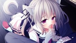 11gatsu_no_arcadia animal_ears censored character_request fellatio first_porn_of_franchise game_cg hayakawa_harui levol oral saliva school_uniform silver_hair skirt tagme tail thighhighs