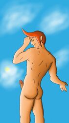 1boy artist_request ass groose looking_back_at_viewer male male_only nintendo penis pompadour red_hair redraw skyward_sword solo the_legend_of_zelda the_legend_of_zelda:_skyward_sword unknown_artist