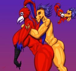 aleta aleta_(hth) anthro avian avians breasts female furry_only hth_studios huge_breasts male/female parrot prostitution sex