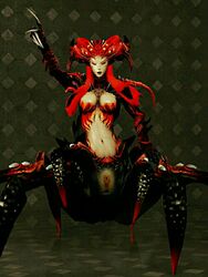 3d arachne_(smite) arachnid monster_girl pussy red_hair smite spider