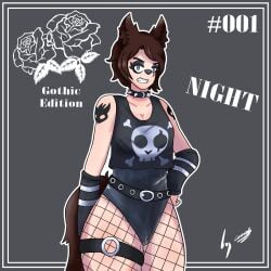 1girls ass big_ass big_butt blue_eyes brown_hair canine embarrassed_female goth goth_girl goth_makeup gray_eyes heterochromia makeup night_garcia thighs underwear wolf_ears wolf_tail