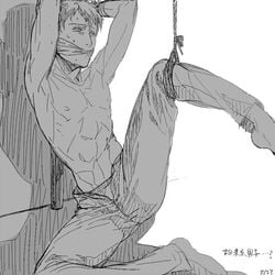 1boy abs abuse attack_on_titan bdsm bertolt_hoover bondage bound cleave_gag gag gagged male male_only male_ryona restrained shingeki_no_kyojin solo tagme tied_up