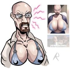 absurd absurd_res ai_generated annoyed_expression bikini_top breasts digital_drawing_(artwork) funny peak_fiction perfection picture_reference postirony risobase russian_artist russian_text tagme tagme_(character) unusual_anatomy walter_white