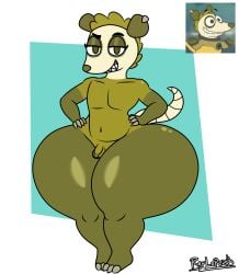 2024 anthro claws digital_drawing_(artwork) digital_media_(artwork) earring eyeshadow femboy furry green_body green_eyes green_hair hands_on_hips hi_res highres jaka jaka_the_virginia_opossum looking_at_viewer male male_only opossum opossum_anthro penis rato_garçom raylopez reference_image request rodent rodent_tail shortstack shortstack_femboy simple_background simple_coloring smile solo solo_anthro tagme tagme_(artist) tail teapot_(body_type) thick_thighs thighs_bigger_than_head thighs_bigger_than_torso trunk_train unknown_character