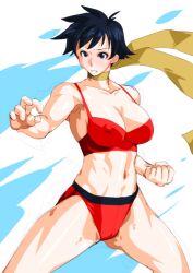 2d abs athletic athletic_female black_hair breasts capcom female female_focus female_only fit makoto_(street_fighter) medium_breasts navel qkat_(arikawa-dou) short_hair street_fighter tagme