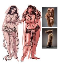 big_breasts crabmozarelli curvaceous dark-skinned_female exotic fine_art_parody gold_jewelry harem_girl harem_outfit history hourglass_figure indian indian_female jewelry milf mythology nature_spirit sketch topless voluptuous_female wide_hips yakshi_figure_sculpture