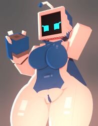 3d android antennae_(anatomy) astro_(astro_bot) astro_bot astro_bot_(series) big_breasts blue_body blue_eyes breasts clothed clothing coresvoid curvy curvy_body curvy_female curvy_figure female hair hat horny horny_female huge_breasts humanoid looking_at_viewer looking_down machine microsoft minecraft mojang open_mouth playstation robot robot_girl robot_humanoid screen screen_face short_shorts simple_background solo sony sony_corporation sony_interactive_entertainment thick_thighs white_body wide_hips