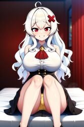 1girls ai_generated alufliniy busty erispheria goddess hair_ornament huge_breasts panties red_eyes twitch virtual_youtuber vtuber white_hair youtube