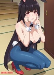 1girls ai_generated ass big_breasts black_hair blush breasts bubbleteexl bunny_ears bunny_girl bunnysuit dress fringe fringe_hair jabami_yumeko kakegurui long_hair perfect_ass perfect_body perfect_legs red_eyes thick_thighs thighhighs