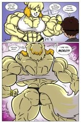 abs animal_crossing ass biceps big_breasts big_muscles breasts canine canine female huge_breasts isabelle_(animal_crossing) large_breasts large_muscles muscles muscular muscular_arms muscular_female muscular_legs muscular_thighs nintendo pecs ritualist_(artist) shih_tzu tail