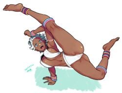 2d african african_female athletic athletic_female blue_eyes busty capcom dark-skinned_female dark_skin elena_(street_fighter) female female_focus female_only hourglass_figure short_hair street_fighter street_fighter_iii street_fighter_iv tagme tukudani white_hair wide_hips