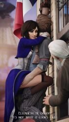 1girls 2boys 3d bioshock bioshock_infinite blue_eyes bolero booker_dewitt breasts brown_hair corset daughter dialogue elizabeth_comstock english_text father female female_focus hourglass_figure incest legwear male medium_breasts msstrangelove skirt skirt_lift standing standing_sex tagme text thighs white_hair wide_hips zachary_hale_comstock