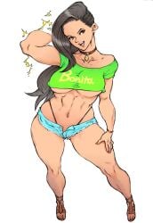 2d black_hair brazilian brazilian_female brown_eyes busty capcom crop_top female female_focus female_only hourglass_figure kyura9een laura_matsuda street_fighter tagme underboob wide_hips