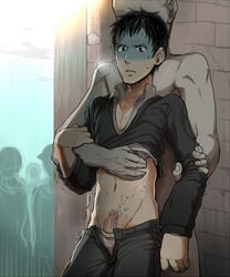 attack_on_titan bertolt_hoover black_hair male male_only multiple_males penis public yaoi