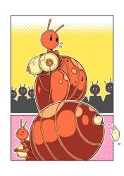 absurd_res arthropod big_breasts bodily_fluids breasts crown egg egg_laying female group gunbangjindog headgear hi_res huge_breasts insects milk pregnant pregnant_female queen royalty sweat