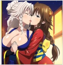 2girls 2milfs 2women ai_generated daughter-in-law female grayfia_lucifuge happy_new_year high_school_dxd in-lawcest lesbian_couple lesbian_kiss lovers mother-in-law mother-in-law_and_daughter-in-law sapphic venelana_gremory yuri