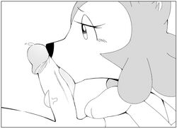 balls black_and_white duo exed_eyes faceless_male feline fellatio female feral humanoid_penis kitty_(kimba) lion male mammal monochrome oral paws penis precum sex tongue tongue_out tonguejob zoophilia