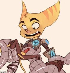 1boy anthro ass balls clothed clothing crazedg erection fur gloves lombax looking_down male male_only open_mouth pants penis ratchet_(ratchet_and_clank) ratchet_and_clank sharp_teeth shirt solo spread_legs spreading teeth tongue torn_clothing video_games