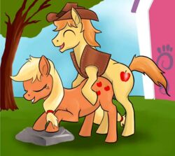 animated applejack_(mlp) braeburn_(mlp) friendship_is_magic my_little_pony penis sex smooth_skin tungsten_booger