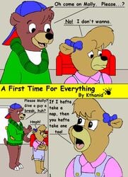 anthro bear bow clothing comic cub disney female fur furry furry_only kit_cloudkicker male mammal molly_cunningham talespin young