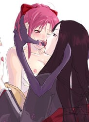 breasts crying exposed_breasts licking licking_lips lipstick miyabi_doll monster mouth_open nail_polish nipples pink_hair ragnarok_online red_eyes ribbon small_nipples tears thief thief_(ragnarok_online)