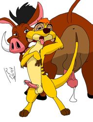 2004 2boys anthro anus cum disney duo feral fur furry interspecies male male_only mammal meerkat multiple_males nude penis pumbaa rave_roo size_difference tagme testicles the_lion_king timon warthog