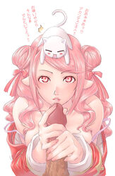 breasts breasts_out cat elf_ears exposed_breasts female glans hairbun handjob high_priest high_priest_(ragnarok_online) lipstick nail_polish penis pink_eyes pink_hair plushie pointy_ears ragnarok_online ribbon urethra