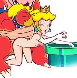 all_fours beige_skin bowser breasts claws closed_eyes color colored crown cucked_by_enemy cuckold cuckold_rape doggy_style ear_piercing earrings female gloves hair_grab human imminent_threesome interspecies koopa legoman male mario_(series) nintendo nipples nude open_eyes piercing princess_peach rape sex sharp_teeth straight straight_hair super_princess_peach tears warp_pipe yellow_hair