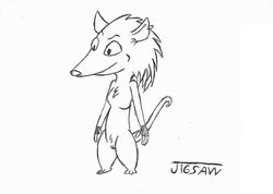 1girls anthro breasts dreamworks female fur_tuft furry heather_(over_the_hedge) jigsaw_(artist) mammal marsupial monochrome opossum over_the_hedge paramount_pictures pussy solo solo_female vulva