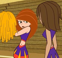 2girls animated bonnie_rockwaller cheerleader clothing disney female female_only gagala human innie_pussy kim_possible kimberly_ann_possible lowres multiple_females multiple_girls no_panties pussy skirt straight_hair