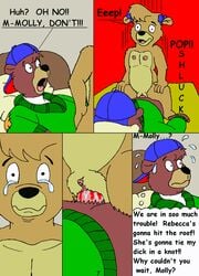 anthro bear bow clothing comic cub disney female flat_chest fur furry furry_only kit_cloudkicker male mammal molly_cunningham nipples straight talespin virgin virginal_blood young