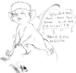 2004 asthexiancal disney female feral fur human interspecies miss_bianca monochrome mouse nude rough_sketch size_difference sketch straddle text the_rescuers what