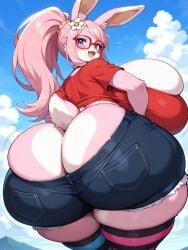 ai_generated angel_the_bunny anthro bunny furry huge_ass huge_breasts hyper hyper_ass hyper_breasts ripped_clothing tagme tight_clothes tight_pants