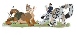 agropuer animal_genitalia ass backsack balls bottomwear canid canid_taur canine canine_taur canis clothing coyote coyote_taur duo eyewear felid felid_taur fully_sheathed fur fur_growth genitals glasses growth human_to_taur iarann male male/male mammal mammal_taur markings mid_transformation pantherine pantherine_taur pants pawpads paws rear_view sheath shirt simple_background snow_leopard snow_leopard_taur species_transformation spots spotted_body spotted_fur surprised_expression taur topwear torn_bottomwear torn_clothing torn_pants torn_shirt torn_topwear transformation wearing_glasses white_background