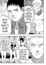 2boys 3girls beach big_breasts bikini breasts comic commentary curvaceous dialogue english_text hourglass_figure huge_breasts large_breasts mature_female milf monochrome nara_shikamaru naruto naruto:_the_last naruto_(series) naruto_shippuden ninrubio outdoors samui seaside sexually_suggestive shizune story swimsuit teacher_and_student text translated tsunade uzumaki_naruto voluptuous