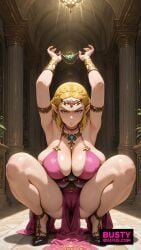 ai_generated armpits bustywaifus cameltoe dress elf heels huge_breasts mature milf nintendo spread_legs squatting zelda_(twilight_princess)