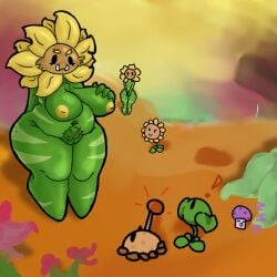 1girls anthro anthrofied ass breasts breasts female flora_fauna plant plant_girl plant_humanoid plantie plants_vs._zombies plants_vs_zombies popcap_games primal_sunflower_(pvz) pussy sunflower_(pvz)