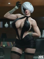 3d android ass big_ass big_breasts breasts curvaceous female female_only hagiwara_studio nier nier:_automata robot_girl sexbot solo solo_female tagme thick_thighs white_hair yorha_2b