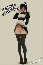 ai_generated baldur's_gate_3 blush dark_hair erection futa_sans_pussy futanari futanari_focus high_heels intersex lifting_skirt maid maid_outfit maid_uniform penis ponytail precum pubic_hair rousherte shadowheart shy skirt_lift small_balls small_penis solo_futa stockings tagme tall_female tall_futa tall_girl thin_waist
