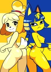 animal_crossing animal_humanoid ankha cat_girl cat_humanoid dog_girl dog_humanoid female female_humanoid female_only furry_funnychan humanoid isabelle_(animal_crossing) no_bra no_panties tail thick_thighs thighs woman woman_only