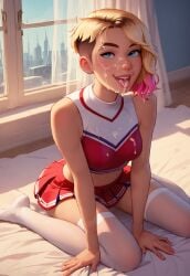 ai_generated cheerleader cum cum_in_mouth cum_on_face gwen_stacy spider-gwen
