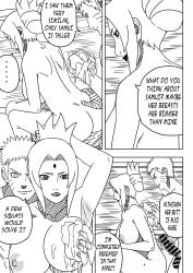 1boy 1girls adult_and_teenager age_difference bathhouse big_breasts breast_grab breasts busty cleavage comic commentary dialogue english_text female foam groping groping_breasts huge_breasts indoors male mature_female milf mixed_bathing monochrome naruto naruto:_the_last naruto_(series) naruto_shippuden ninrubio older_woman_and_teenage_boy partially_submerged shared_bathing sponge story text towel towel_only translated tsunade uzumaki_naruto voluptuous washing_back