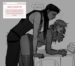 1cuntboy 1futa bent_over bent_over_table cuntboy doggy_style doggy_style_position fear_and_hunger fear_and_hunger:_termina fucked_from_behind fucked_into_submission fucked_senseless fucked_silly futa_on_cuntboy marina_(fear_and_hunger) one_eye_closed pegging samarie_(fear_and_hunger) standing standing_doggy_style standing_sex stockings stockings_thigh_highs strap-on strapon t4t table_sex thrusting thrusting_forward thrusting_hard trans_woman transfem transmasc uio5905