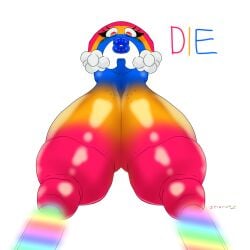 anthrofied bimbo bimbofied breasts_out chica's_magic_rainbow cringe fnaf fnaf_world hyper_lips rainbow tagme text zeraniumz