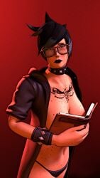 bikini_bottom breasts covering_breasts cristygallagher cult emo femscout femscout_(alt_design) glasses goth goth_girl nerd satin shorthair team_fortress_2 tomboy