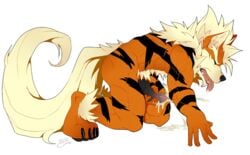 anthro arcanine biceps canine chatonbleu closed_eyes cum cumshot erection fur knot male male_only mammal masturbation muscles nintendo orgasm penis pokemon pokemon_(species) solo tongue tongue_out video_games